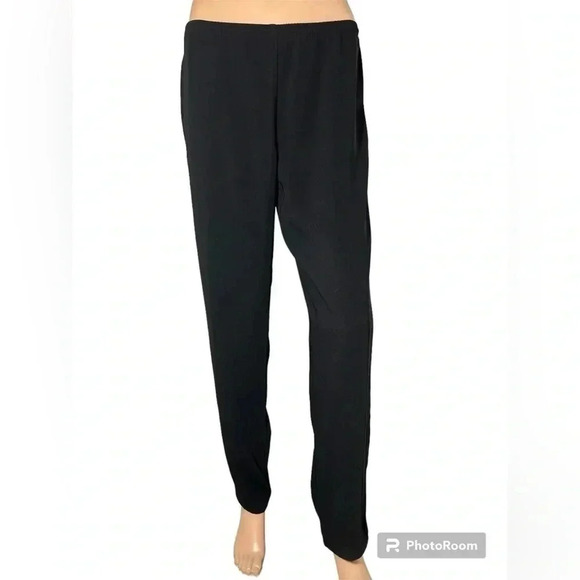 Eileen Fisher Pullon Pant w/Side Zip Elastic Waistband Black Size S - Picture 1 of 12